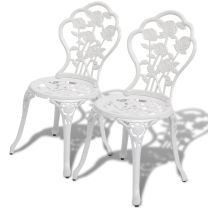  Bistro stoelen wit 41x49x81,5 cm gegoten aluminium 2 st