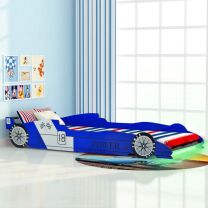  Kinder raceauto bed met LED-verlichting 90x200 cm blauw