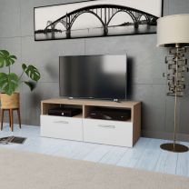  Tv-meubel 95x35x36 cm spaanplaat eikenkleurig en wit
