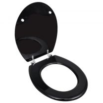 WC-bril met MDF deksel en eenvoudig ontwerp zwart