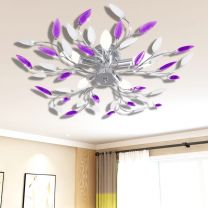  Lamp met kristallen bladeren van acryl voor 5x E14 paars en wit