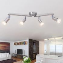  plafondlamp met 4 led-spotlights satijn nikkel