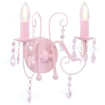  Wandlamp met kralen 2 x E14 roze