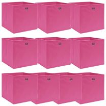  Opbergboxen 10 st 32x32x32 cm stof roze