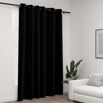  Gordijn linnen-look verduisterend met ogen 290x245 cm zwart
