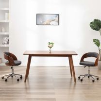 Kantoorstoel draaibaar gebogen hout en stof grijs