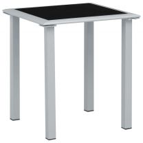  Tuintafel 41x41x45 cm staal en glas zwart en zilverkleurig