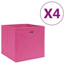 Opbergboxen 4 st 28x28x28 cm nonwoven stof roze