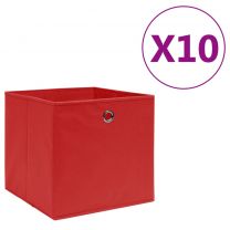  Opbergboxen 10 st 28x28x28 cm nonwoven stof rood