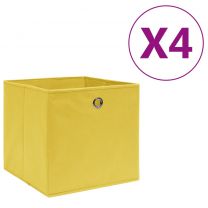  Opbergboxen 4 st 28x28x28 cm nonwoven stof geel