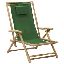  Relaxstoel verstelbaar bamboe en stof groen