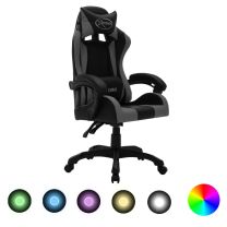  Racestoel met RGB LED-verlichting kunstleer grijs en zwart