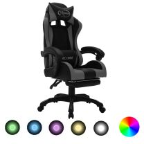  Racestoel met RGB LED-verlichting kunstleer grijs en zwart