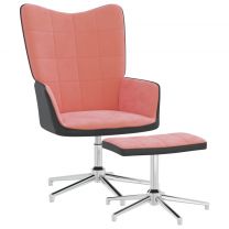  Relaxstoel met voetenbank fluweel en PVC roze