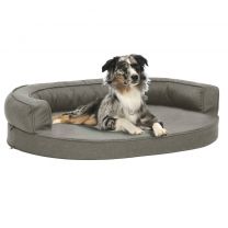  Hondenbed ergonomisch linnen-look 75x53 cm grijs