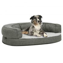  Hondenbed ergonomisch linnen-look 75x53 cm fleece grijs