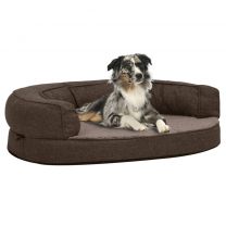  Hondenbed ergonomisch linnen-look 75x53 cm fleece bruin
