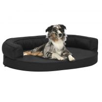  Hondenbed ergonomisch linnen-look 75x53 cm zwart