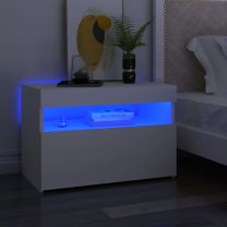  Nachtkastje met LED-verlichting 60x35x40 cm bewerkt hout wit