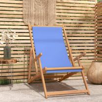  Strandstoel inklapbaar massief teakhout blauw