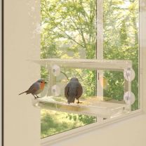  Vogelvoederbakken voor raam 2 st 30x12x15 cm acryl
