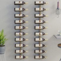  Wijnrekken 2 st voor 10 flessen wandmontage metaal goudkleurig