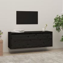  Wandkast 100x30x35 cm massief grenenhout zwart