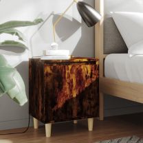  Nachtkastje met houten poten 40x30x50 cm gerookt eikenkleurig