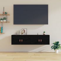  Wandkasten 2 st 60x30x30 cm massief grenenhout zwart