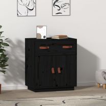  Dressoir 65,5x40x75 cm massief grenenhout zwart