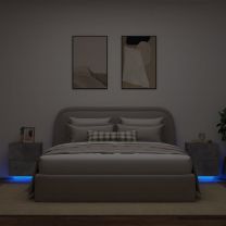  Nachtkastjes met LED-verlichting 2 st bewerkt hout betongrijs