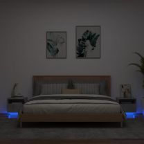  Nachtkastjes met LED-verlichting 2 st 40x39x37 cm betongrijs
