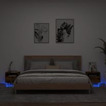  Nachtkastjes met LED-verlichting 2 st 40x39x37 cm gerookt eiken