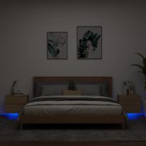 Nachtkastjes met LED's 2 st wandgemonteerd sonoma eikenkleurig
