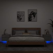 Nachtkastjes met LED's 2 st wandgemonteerd grijs sonoma eiken
