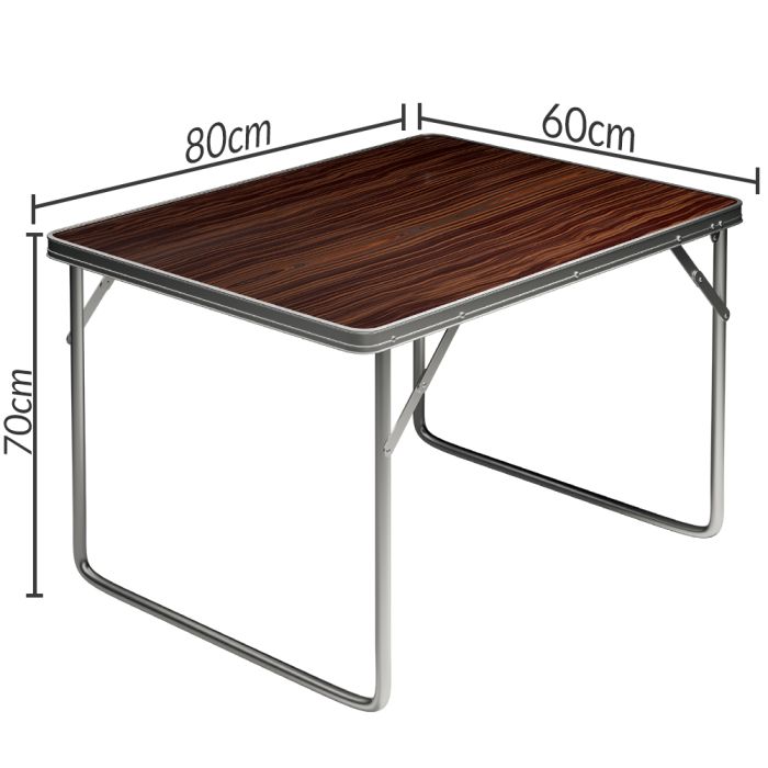 Aluminium campingtafel, inklapbare houten blad