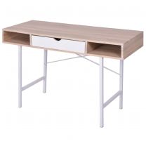  bureau met 1 lade eiken en wit