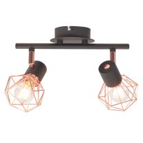  Plafondlamp met 2 spotlights E14 zwart en koper