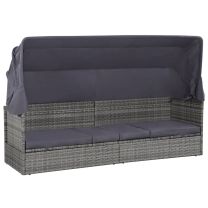  Tuinbed met luifel 205x62 cm poly rattan grijs
