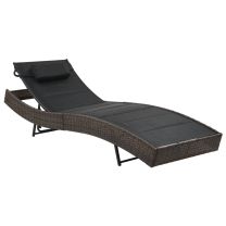  Ligbed poly rattan en textileen bruin