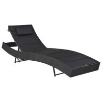  Ligbed poly rattan en textileen zwart