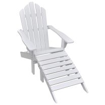  Houten tuinstoel / strandstoel met voetenbank wit