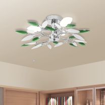  Plafondlamp witte en groene acryl kristal bladeren 3xE14