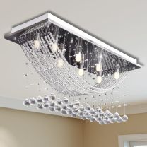  Plafondlamp met glinsterende glas kristallen kralen 8xG9 29 cm