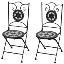  Mozaekstoel bistro zwart/wit set van 2