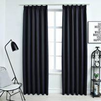  Gordijnen verduisterend met haken 2 st 140x225 cm antraciet