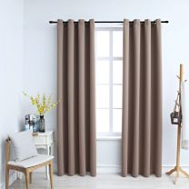  Gordijn verduisterend met metalen ringen 2 st 140x245 cm taupe