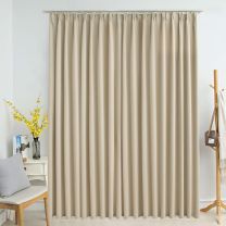  Gordijn verduisterend met haken 290x245 cm beige