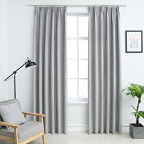  Gordijnen verduisterend met haken 2 st 140x225 cm grijs