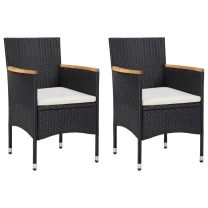 Tuinstoelen 2 st poly rattan zwart